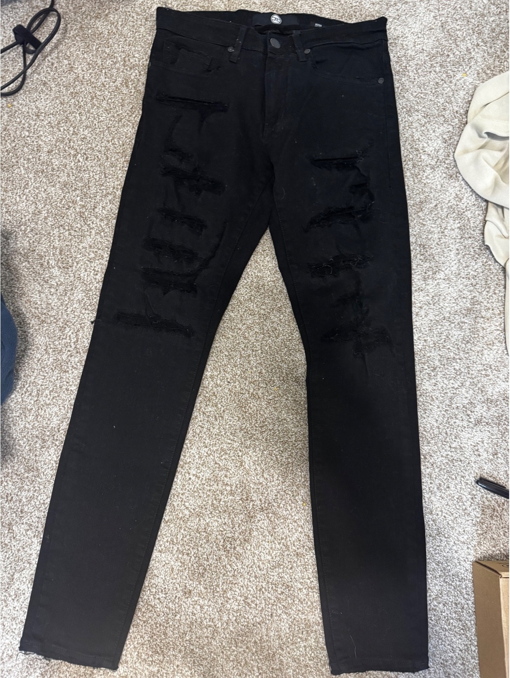 Jordan Craig Ross Men’s Jeans 30x32 Black Distressed Ripped Skinny Slim Fit